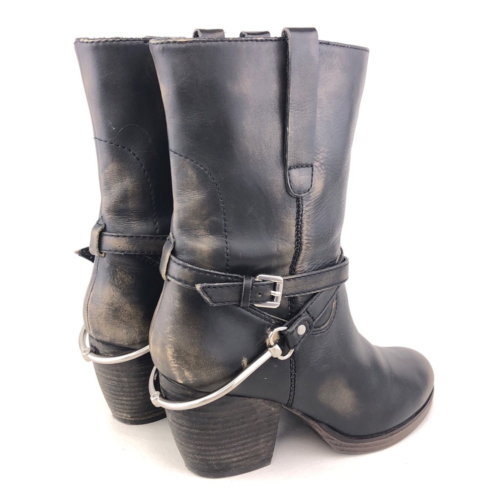 Steven by Steve Madden Spur Black Leather Boots 9 - Picture 5 of 13
